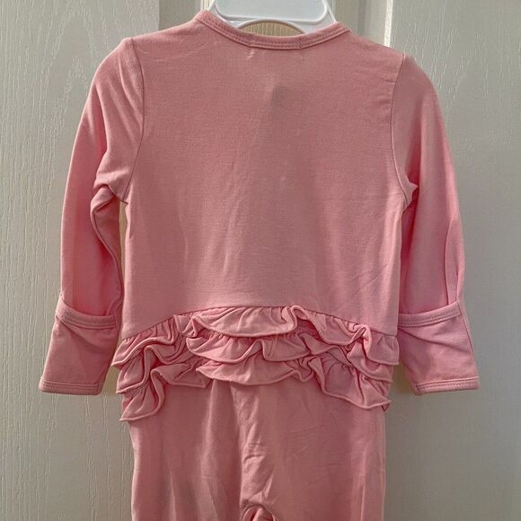 Angel Dear Pink Ruffle Zipper Footie Sleeper Bamboo Size 3-6 Months NWT - Picture 7 of 8